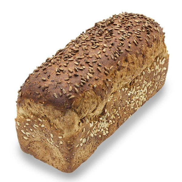 Afbeelding van Dubbel donker bruin meergranenbrood met zonnebloempitten deco