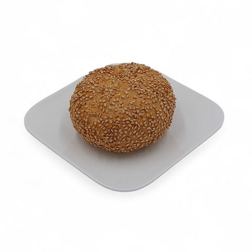 Afbeelding van Bruine krokante tarwebol met sesamzaad deco