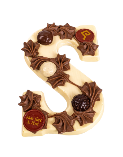 Afbeelding van Massieve chocoladeletter S wit